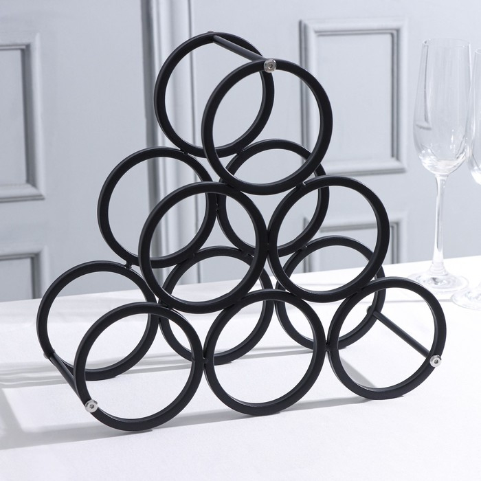 Подставка для бутылок Доляна «Моно», метал, 31,5×28,5×12,5 см, цвет чёрный Подставка для бутылок Доляна «Моно», метал, 31,5×28,5×12,5 см, цвет чёрный