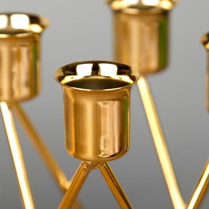 Подсвечник металл на 4 свечи Подсвечник металл на 4 свечи "Треугольники" золото 14х9х9 см