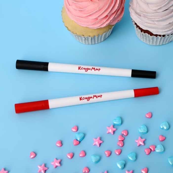 Маркер пищевой 2-х сторонний, набор 2 цвета (чёрный, красный) Маркер пищевой 2-х сторонний, набор 2 цвета (чёрный, красный)