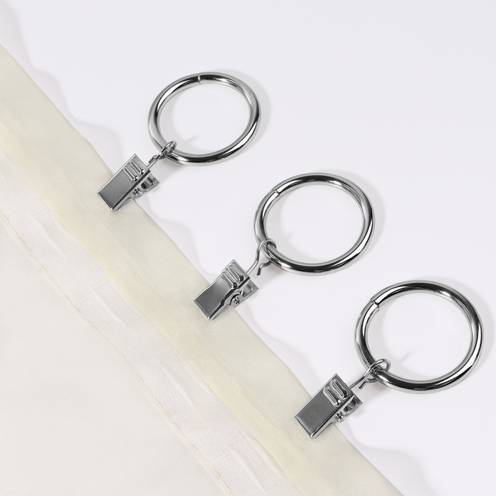 Кольцо для карниза, с зажимом, d = 30/38 мм, 10 шт, в блистере, цвет серебряный Кольцо для карниза, с зажимом, d = 30/38 мм, 10 шт, в блистере, цвет серебряный