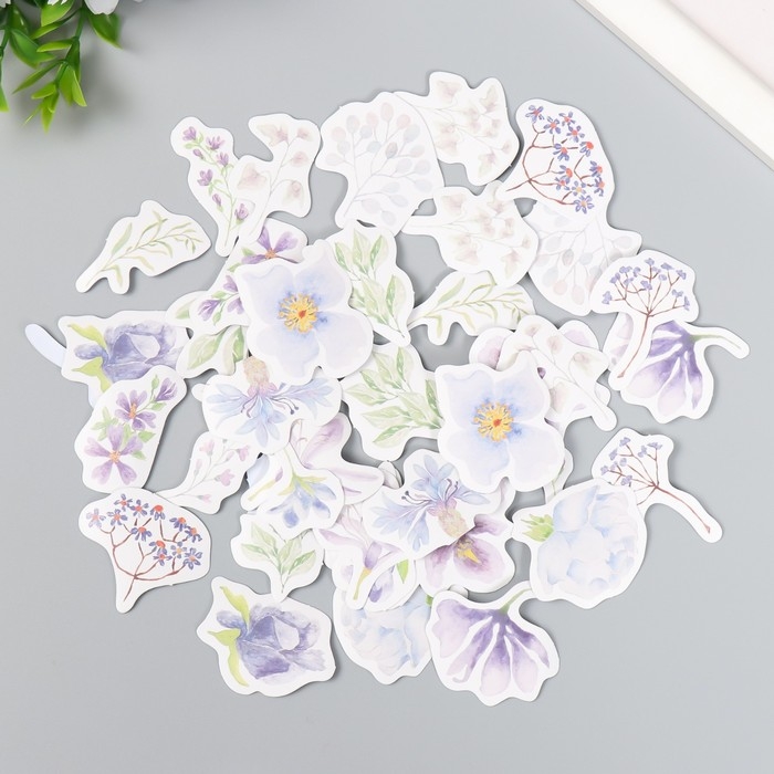 Наклейки для творчества Наклейки для творчества "Фиолетовые цветы" набор 46 шт 4,4х4,4х1,1 см
