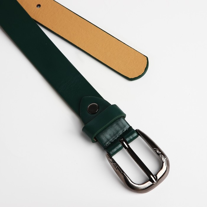 Ремень женский, ширина 2,2 см, винт, пряжка металл, цвет зелёный