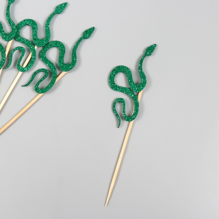 Новогодний топпер для творчества Новогодний топпер для творчества "Зелёная змея" 12.5 см (Новогодний набор 6 шт)