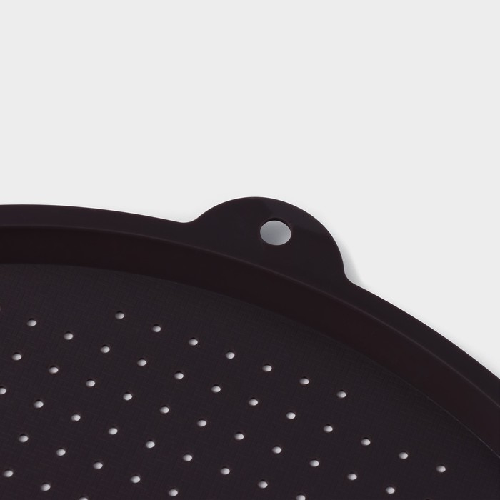 Коврик перфорированный круглый Доляна, силикон, d=35 см, цвет чёрный Коврик перфорированный круглый Доляна, силикон, d=35 см, цвет чёрный