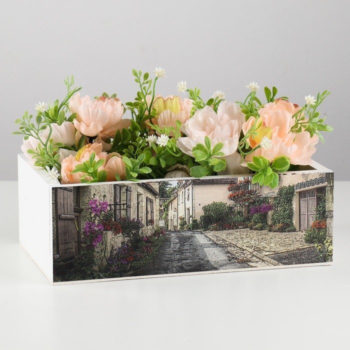 Кашпо флористическое деревянное  Кашпо флористическое деревянное " ПРОВАНС №4" 24,5х14,5х8 см