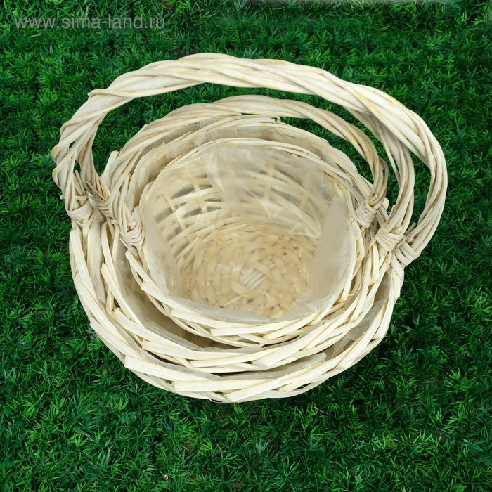 Набор корзин «Плетёнка», 3 шт, 30,5×13/34,5 см, 25×11/31 см, 20×9/25 см, ива Набор корзин «Плетёнка», 3 шт, 30,5×13/34,5 см, 25×11/31 см, 20×9/25 см, ива