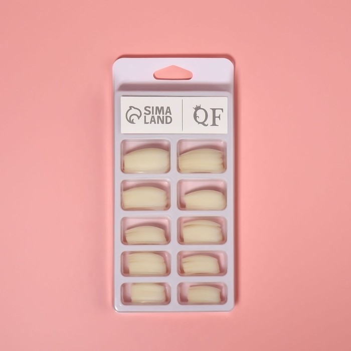 Типсы для наращивания ногтей, 100 шт, форма балерина, короткая контактная зона, в контейнере, цвет бежевый