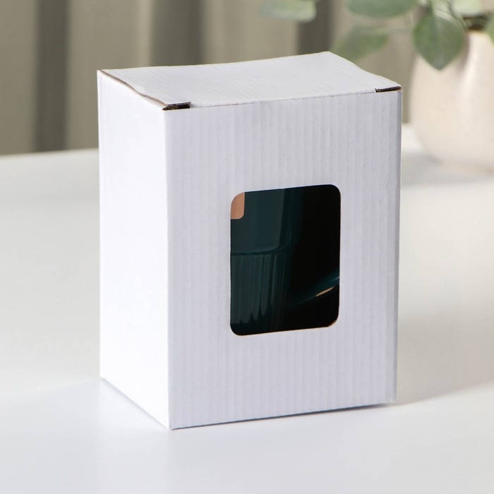 Кружка керамическая с крышкой и ложкой Vintage, 350 мл, цвет изумрудный Кружка керамическая с крышкой и ложкой Vintage, 350 мл, цвет изумрудный