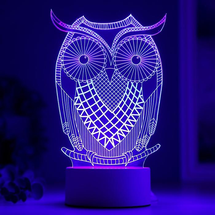 Светильник  Светильник "Большой филин" LED RGB от сети 9,5х13х22см RISALUX
