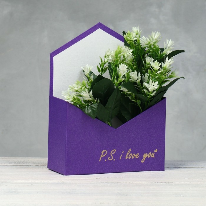 Конверт с золотым тиснением P.S. I love you, фиолетовый 18 х 24 х 7 см Конверт с золотым тиснением P.S. I love you, фиолетовый 18 х 24 х 7 см