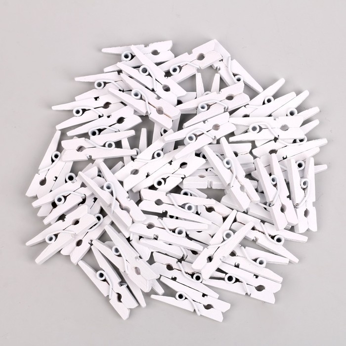 Набор прищепок для декора 50 шт., белые — 2,5 см Набор прищепок для декора 50 шт., белые — 2,5 см