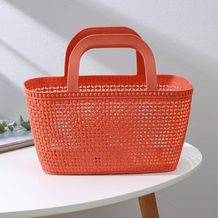 Корзина - сумка для хранения «Лукошко», пластик, 29×15×24,5 см, цвет МИКС Корзина - сумка для хранения «Лукошко», пластик, 29×15×24,5 см, цвет МИКС