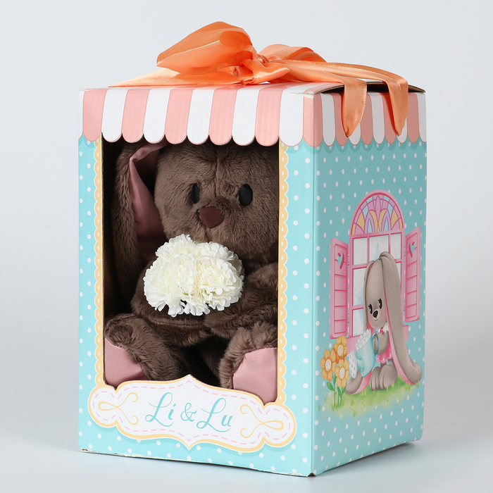 Мягкая игрушка «Li с белыми цветами», заяц, 25 см Мягкая игрушка «Li с белыми цветами», заяц, 25 см