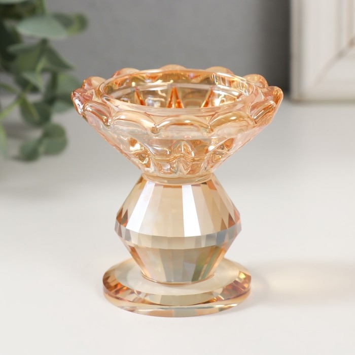 Подсвечник стекло на 1 свечу Подсвечник стекло на 1 свечу "Бутон" d=2 и 3,5см карамель 6,7х6,7х6,7 см