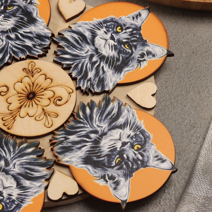 Подставка под горячее Подставка под горячее "Мейн-кун", D=20, можжевельник