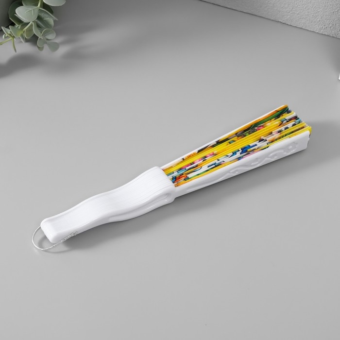 Веер пластик, текстиль  Веер пластик, текстиль "Лимонный орнамент" МИКС 23 см