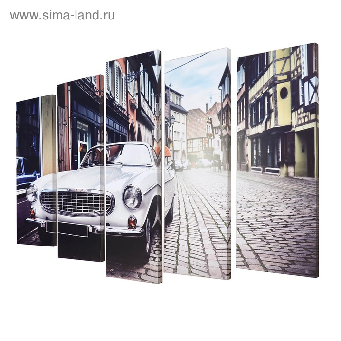 Картина модульная на подрамнике  Картина модульная на подрамнике "Белый автомобиль" (2-25х63; 2-25х70; 1-25х80) 125х80см