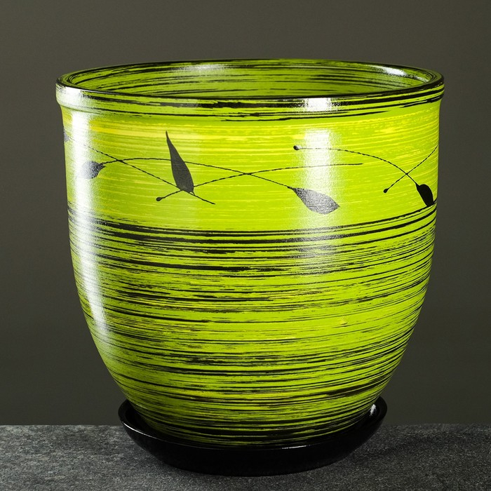 Горшок цветочный  Горшок цветочный "Листья" с поддоном 5л