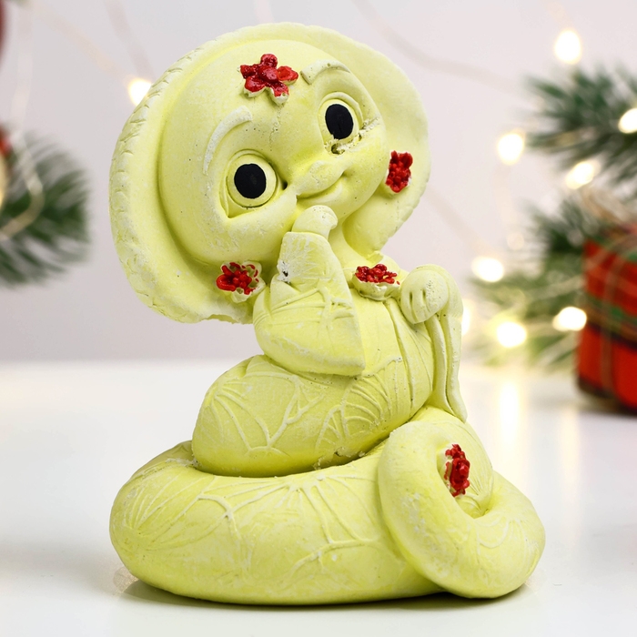 Новый год. Символ 2025. Фигура Новый год. Символ 2025. Фигура "Змея в панаме" лимонная, 8х6см