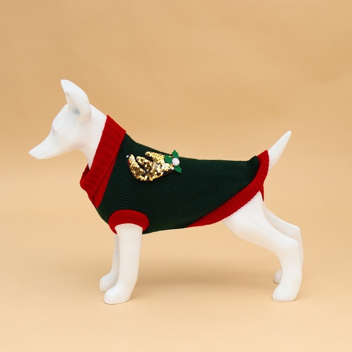 Свитер  Свитер "Рога удачи", размер 2XL (ДС 45 см, ОШ 36, ОГ 35-54), зелёный