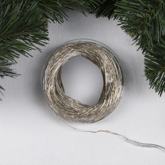 Гирлянда «Нить» 50 м роса, IP44, серебристая нить, 500 LED, свечение тёплое белое, 8 режимов, 31 В Гирлянда «Нить» 50 м роса, IP44, серебристая нить, 500 LED, свечение тёплое белое, 8 режимов, 31 В