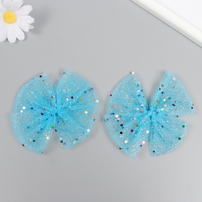 Декор для творчества Декор для творчества "Бант из Фатина" голубой, 9 см (набор 2 шт)