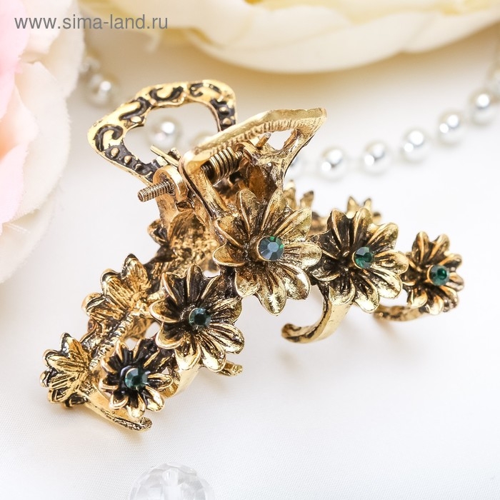 Краб для волос Краб для волос "Каспиан" астры, 5 см, золото