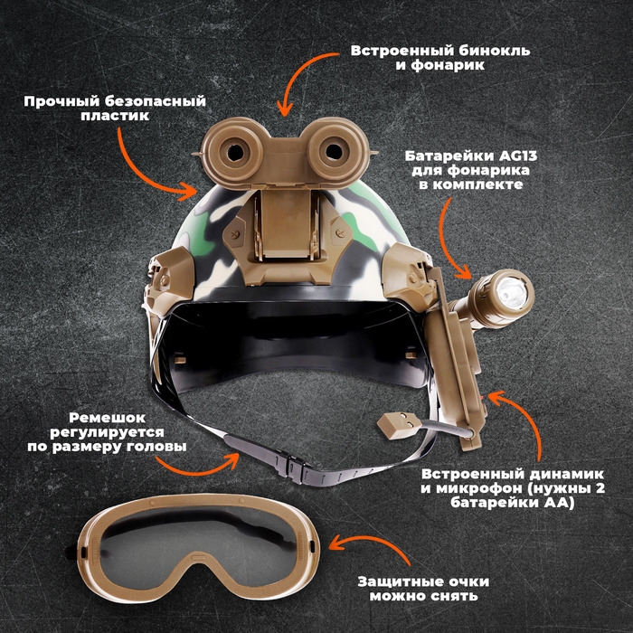 Шлем «Штурмовик», световые и звуковые эффекты, работает от батареек Шлем «Штурмовик», световые и звуковые эффекты, работает от батареек