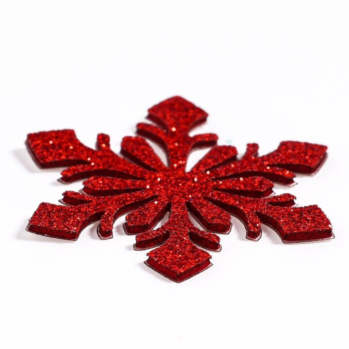 Новый год! Декор «Снежинки» на клеевой основе, набор 6 шт., цвет красный Новый год! Декор «Снежинки» на клеевой основе, набор 6 шт., цвет красный