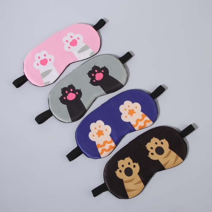 Маска для сна «ЛАПКИ», 19,5 × 9,5 см, резинка одинарная, цвет МИКС Маска для сна «ЛАПКИ», 19,5 × 9,5 см, резинка одинарная, цвет МИКС
