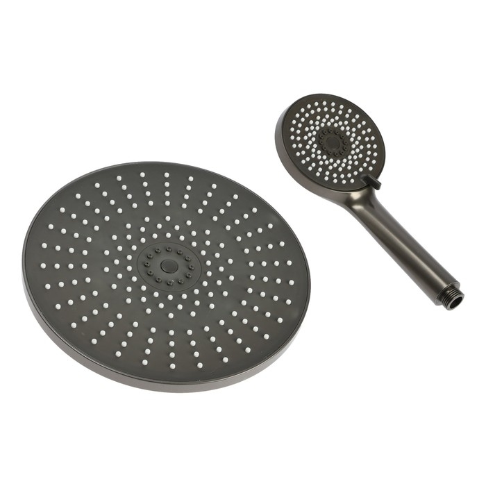 Набор леек для душа ZEIN Z3557, верхняя на шарнире d=22 cм, ручная 5 режимов d=12 cм, графит Набор леек для душа ZEIN Z3557, верхняя на шарнире d=22 cм, ручная 5 режимов d=12 cм, графит