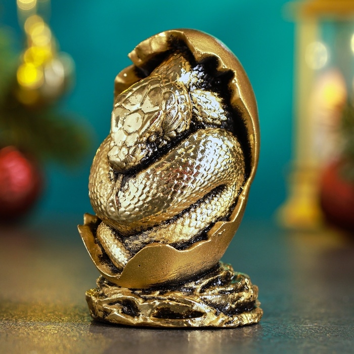 Новый год. Символ 2025. Фигура  Новый год. Символ 2025. Фигура "Змея в яйце" золото, 4х4х7см
