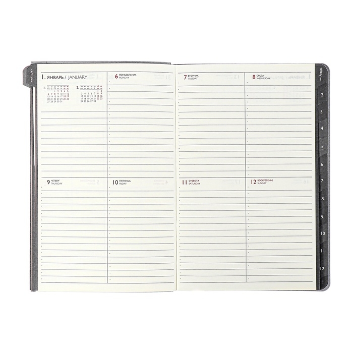 Еженедельник датир 2025г мягк обл иск кож А5 80л ESCALADA, бл тис, кр бл 70 г/м², чёрный Еженедельник датир 2025г мягк обл иск кож А5 80л ESCALADA, бл тис, кр бл 70 г/м², чёрный