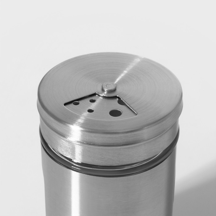 Солонка стеклянная Доляна «Стиль», 130 мл, 5×8 см, цвет серебряный Солонка стеклянная Доляна «Стиль», 130 мл, 5×8 см, цвет серебряный