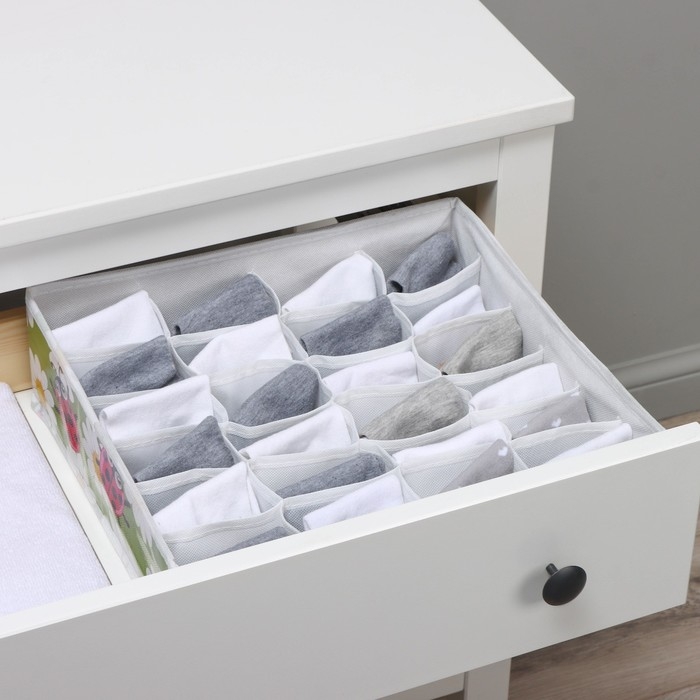 Органайзер для хранения белья Доляна «Божьи коровки», 24 ячейки, 30×33×10 см, цвет зелёный Органайзер для хранения белья Доляна «Божьи коровки», 24 ячейки, 30×33×10 см, цвет зелёный