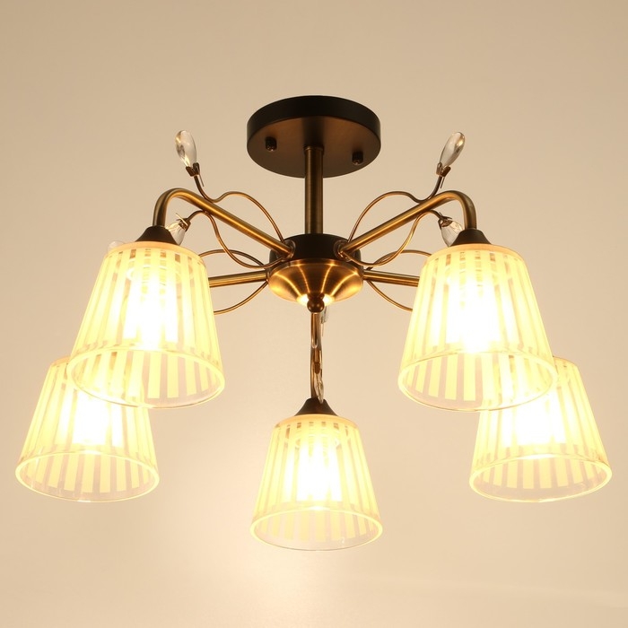 Люстра Люстра "Шарлин" 5хЕ27 40Вт черный-латунь 51х51х29 см BayerLux