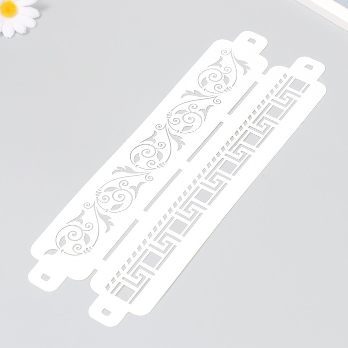 Трафарет бордюрный пластиковый  "Узоры" пластик, 11х32 см