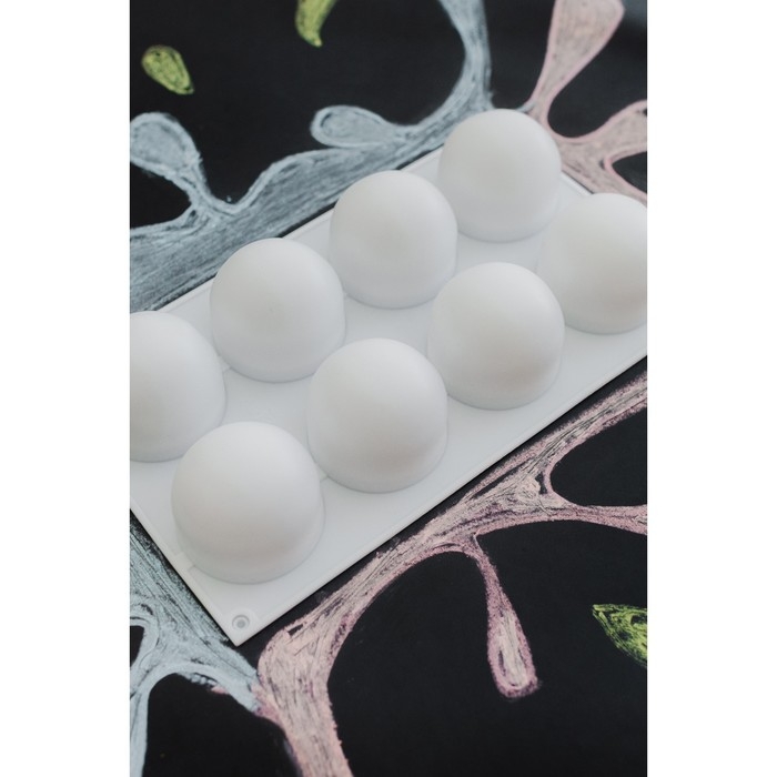 Форма для муссовых десертов и выпечки KONFINETTA «Шарики», 29,7×17,4×3,7 см, 8 ячеек, цвет белый Форма для муссовых десертов и выпечки KONFINETTA «Шарики», 29,7×17,4×3,7 см, 8 ячеек, цвет белый