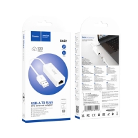 Адаптер Hoco UA22, USB-A - ethernet (100 Mб), 15 см, белый