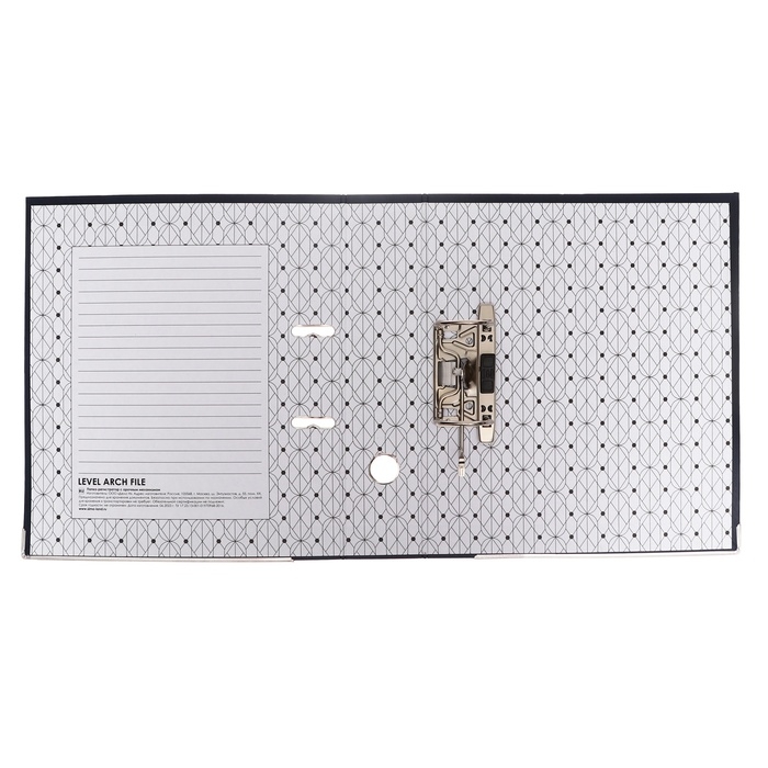 Папка-регистратор А4, 75 мм, Calligrata, ПВХ, тиснение Папка-регистратор А4, 75 мм, Calligrata, ПВХ, тиснение "лен", металлическая окантовка, карман на корешок, собранная, черная, микс