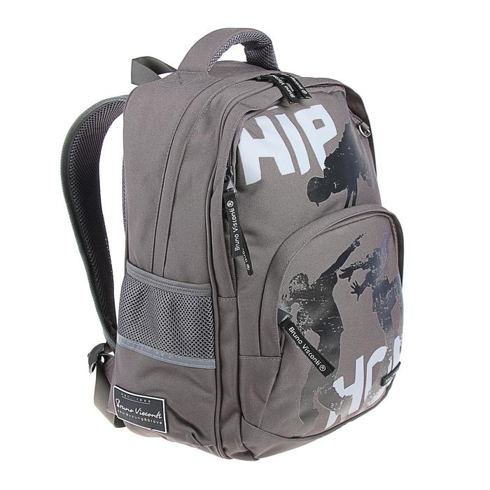 Рюкзак школьный Bruno Visconti, 40 х 30 х 16 см, эргономичная спинка, «Хип-Хоп», тёмно-серый Рюкзак школьный Bruno Visconti, 40 х 30 х 16 см, эргономичная спинка, «Хип-Хоп», тёмно-серый