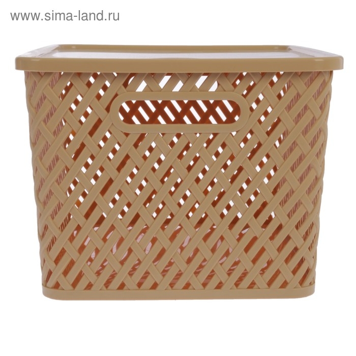 Корзина для хранения с крышкой «Плетёнка», 35×29×22,5 см, цвет бежевый