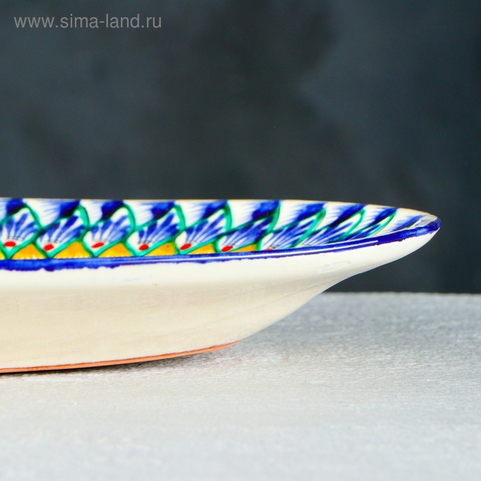Селедочница Риштанская Керамика  Селедочница Риштанская Керамика "Узоры", 34 см, разноцветное, овальное