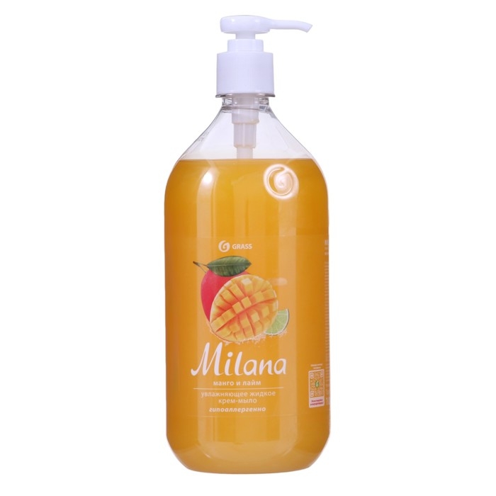 Жидкое крем-мыло Grass Milana  Жидкое крем-мыло Grass Milana "Манго и лайм", 1 л