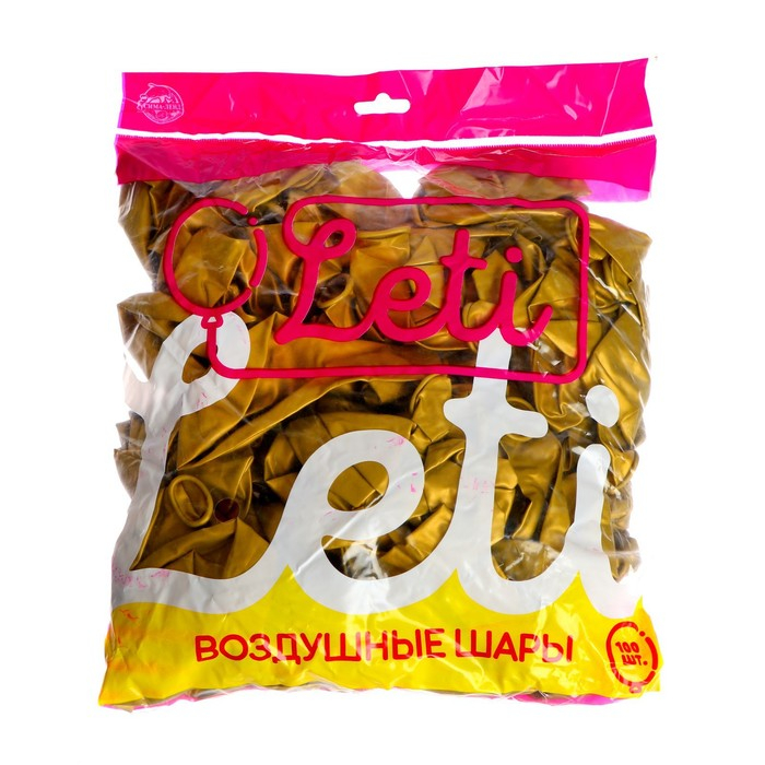 Шар латексный 12", металл, набор 100 шт., цвет золотой