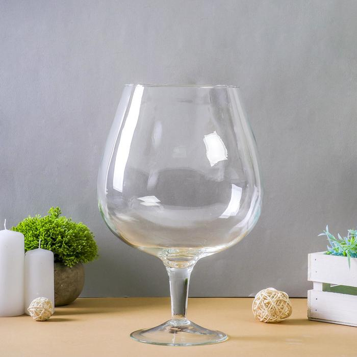 Ваза Ваза "Натали-2" бренди на средней ножке 31х20 см, d=13см 5л 1628 прозрачная