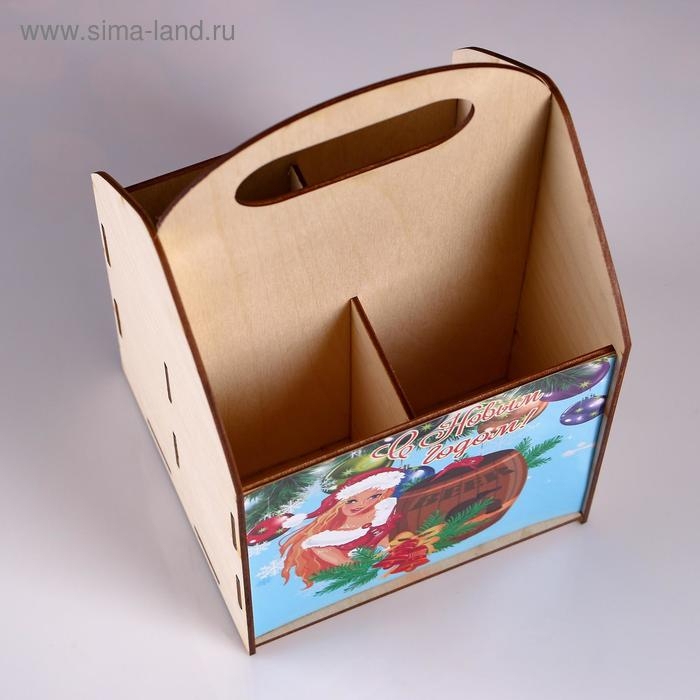 Ящик под пиво  Ящик под пиво "С Новым годом!" снегурка с бочкой