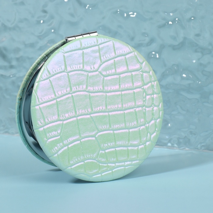 Зеркало складное «Крокодил», d = 7,5 см, цвет жёлтый/зелёный Зеркало складное «Крокодил», d = 7,5 см, цвет жёлтый/зелёный