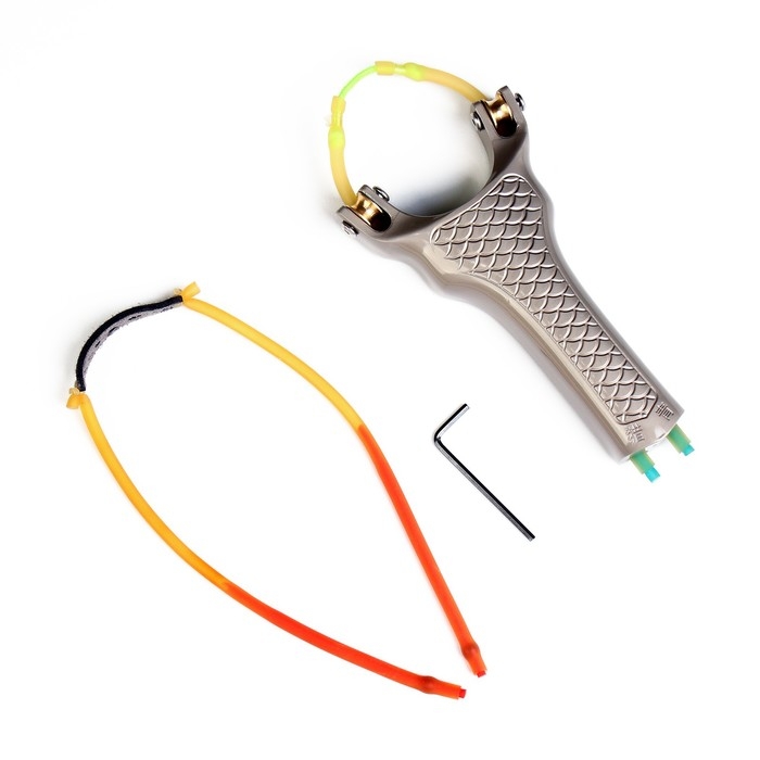 Рогатка металлическая Рогатка металлическая "Чешуя" со жгутом для стрельбы стрелами, 13 см, серебристая