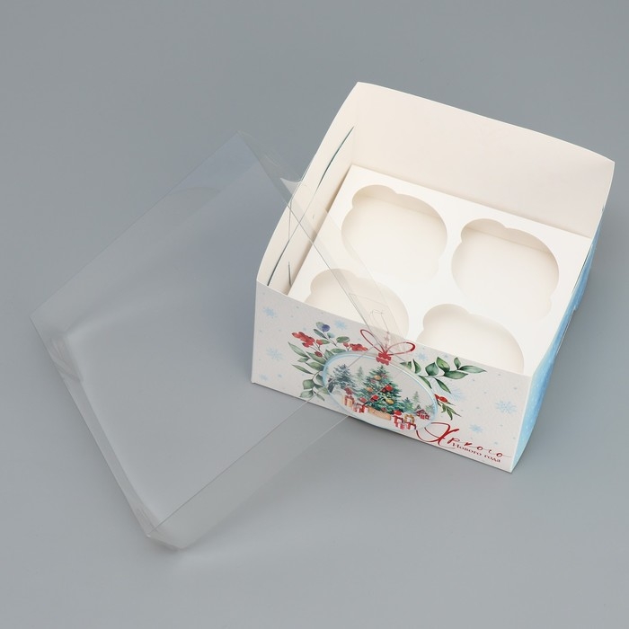 Коробка для капкейка «Яркого Нового года», шар, 16 х 16 х 10 см, Новый год Коробка для капкейка «Яркого Нового года», шар, 16 х 16 х 10 см, Новый год